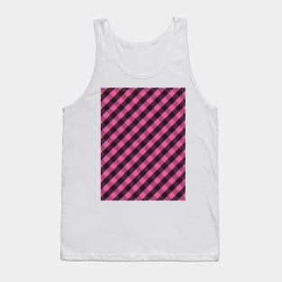 Dark Pink and Black Check Gingham Plaid Tank Top